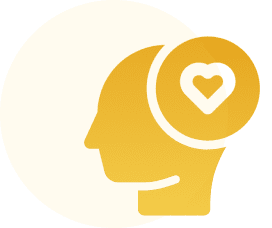 Silhouette of head with heart icon.